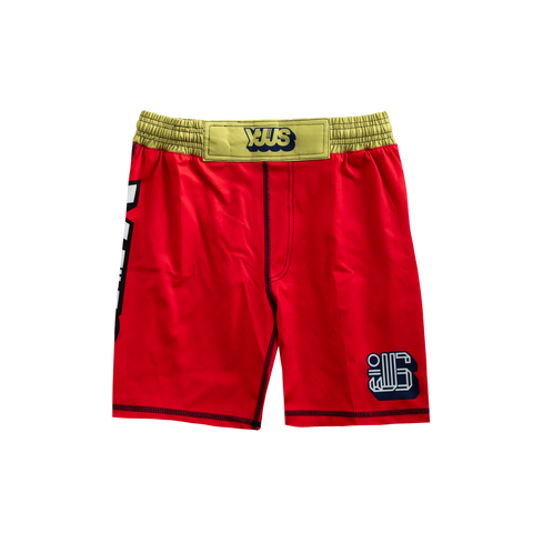 YJJS King of Pins Training Shorts (Pinstripe Red)