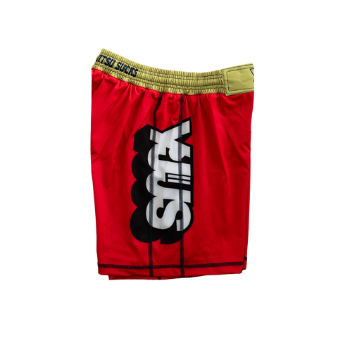 YJJS King of Pins Training Shorts (Pinstripe Red)