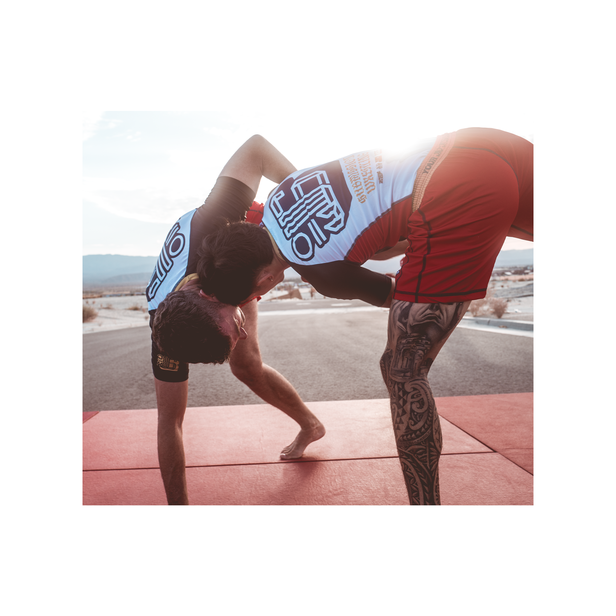 YJJS King of Pins Training Shorts (Pinstripe Red)